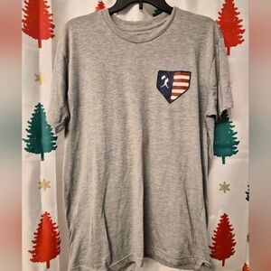 Classic Gray Tee with Flag Pocket